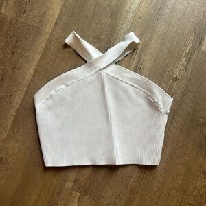 Babaton Cream Ribbed Halter Crop Top – Tagged 2XL (Fits Like L)